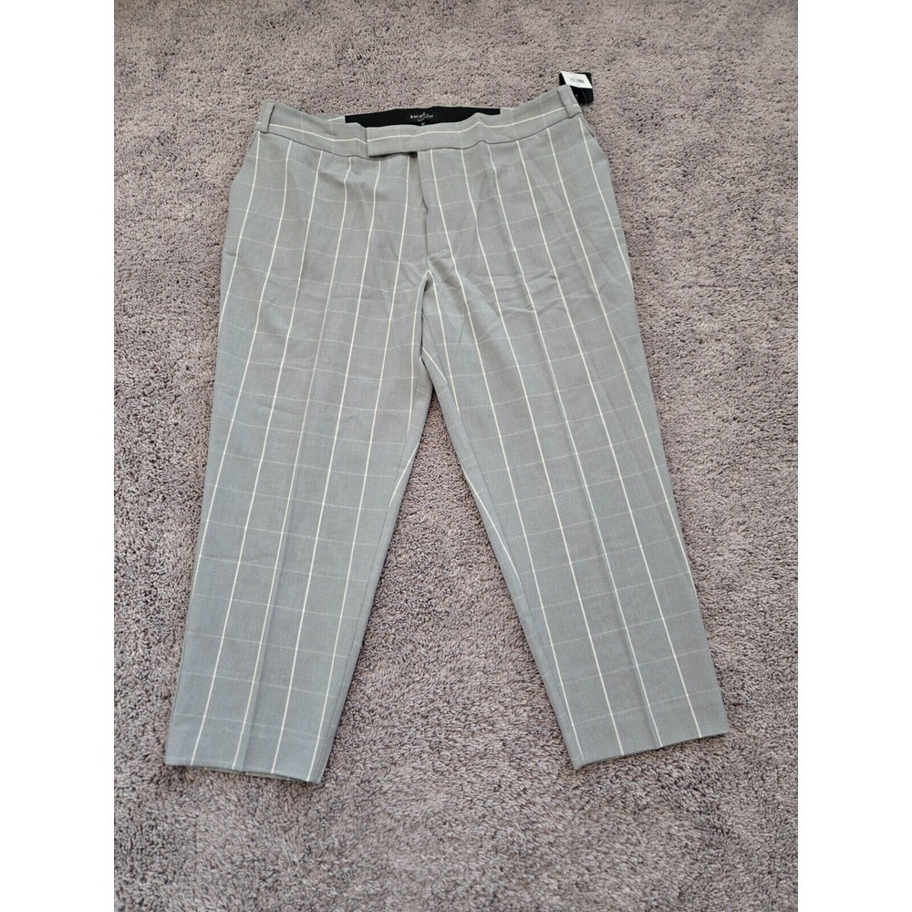 Rachel Roy Collection Capri Pants Womens 18W Gray Check PLUS Size Flat Front